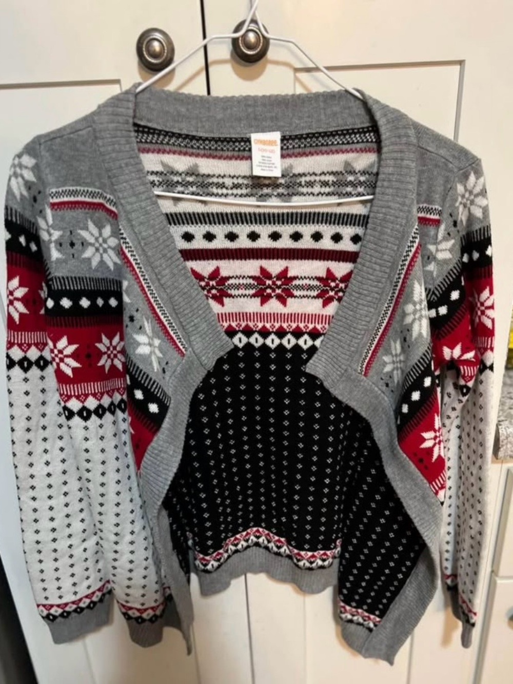 Gymboree Gray, Red, Black & White Fair Isle Cardigan